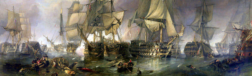 Painting of HMS Victory during the Battle of Trafalgar